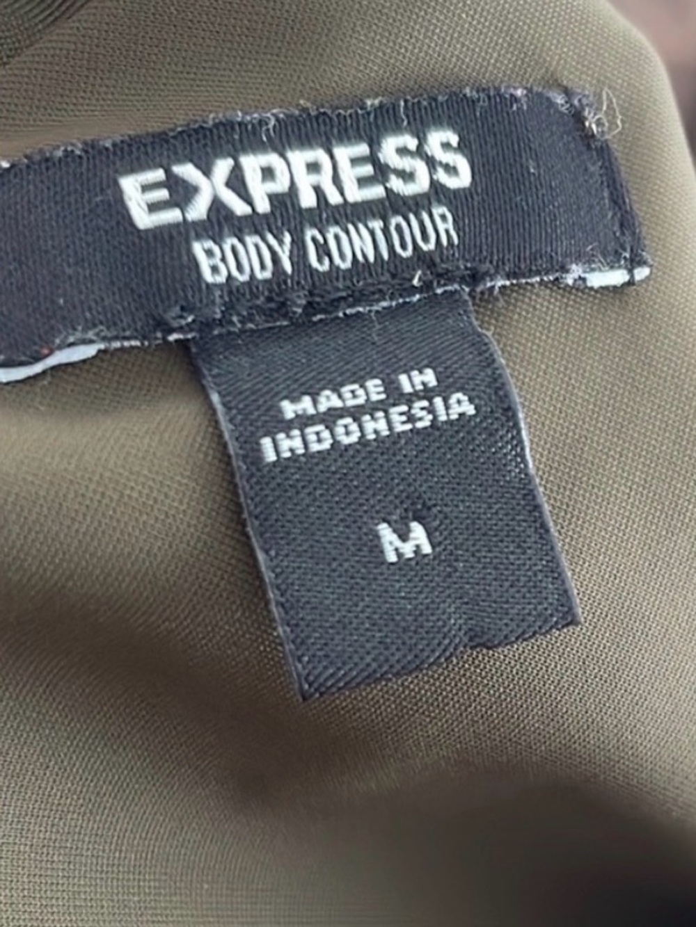 Express Olive One-Shoulder Ruched Mini Dress - Picture 3 of 3